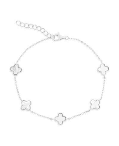 Simona Sterling Silver, Mother of Pearl Clover Anklet