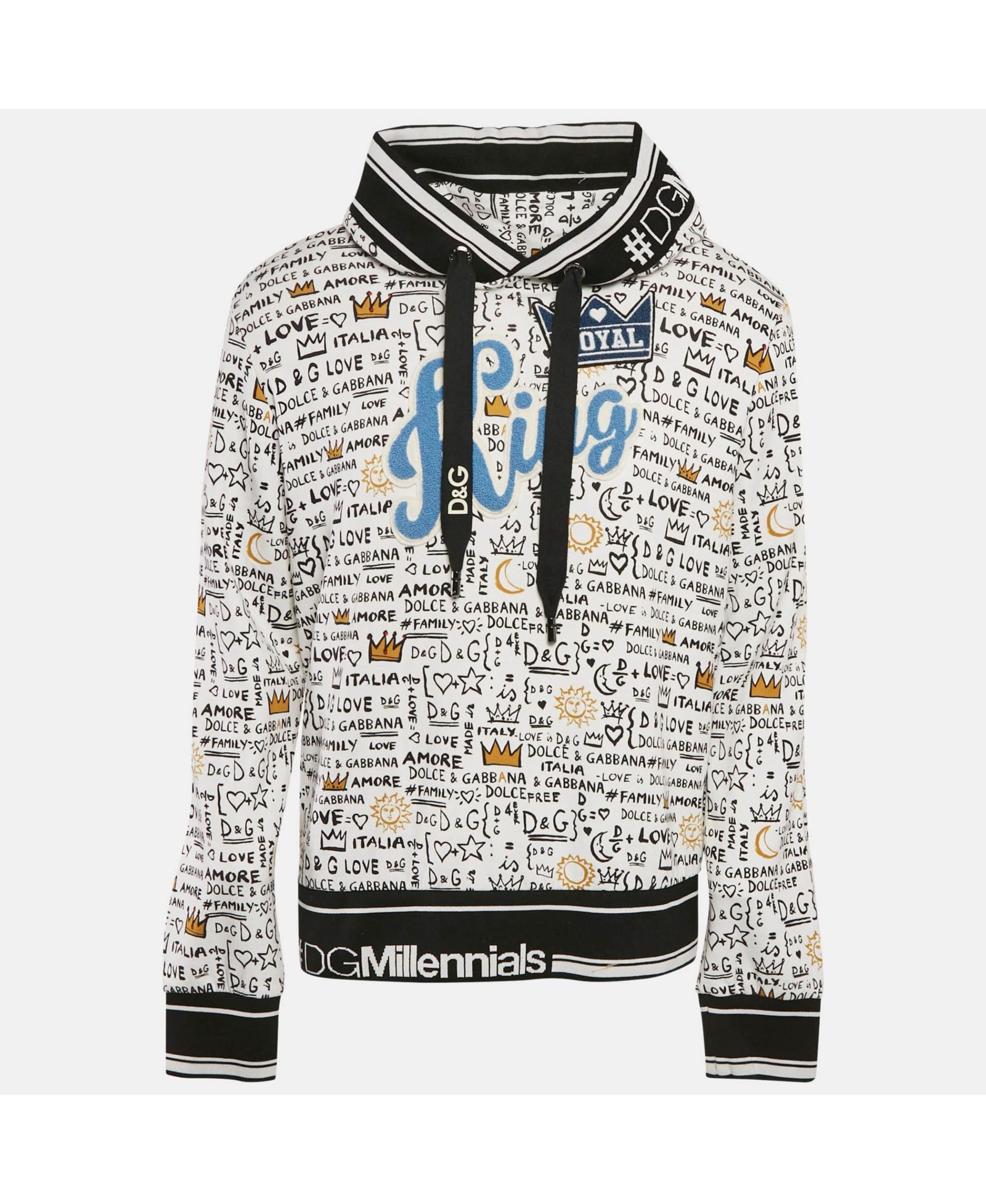 Pre-Owned Dolce & Gabbana Men's White Graffiti Print Jersey Cotton Knit Sweatshirt