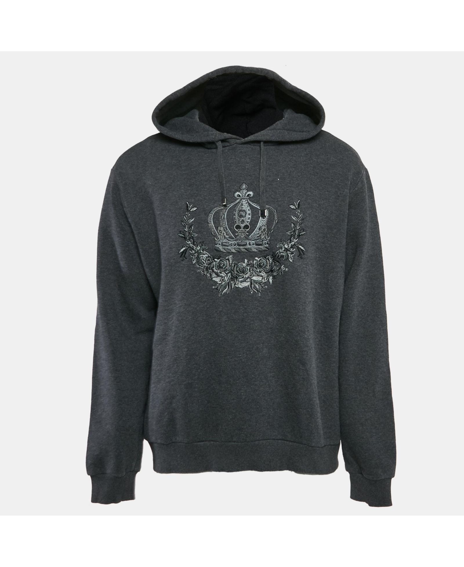 Pre-Owned Dolce & Gabbana Men's Crown Embroidered Cotton Hoodie