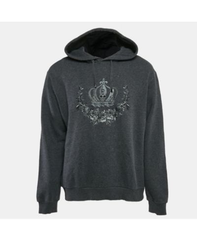 Pre-Owned Dolce & Gabbana Мужское худи с вышитым короной из хлопка