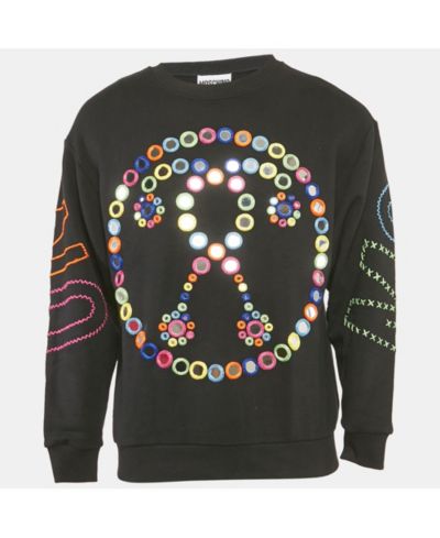Мужской свитшот Moschino Couture Black Mirror Embroidered Cotton Crew Neck Pre-Owned
