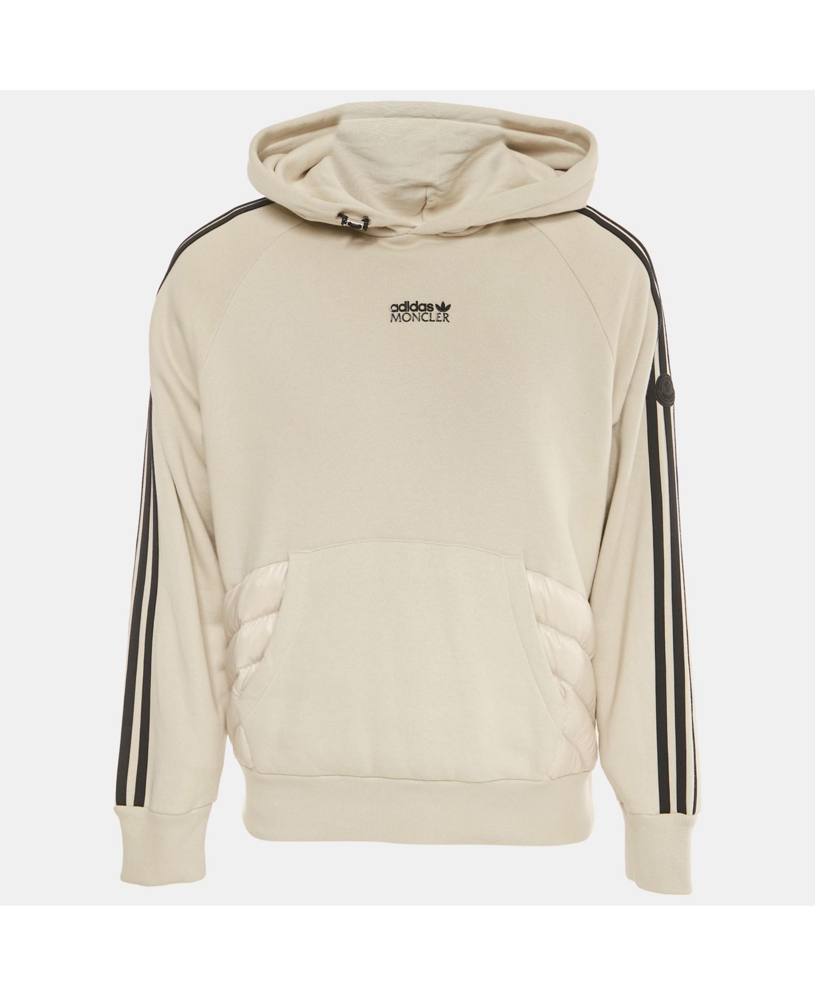 Pre-Owned Moncler Men's X Adidas Grey Cotton And Puffer Trim Hoodie