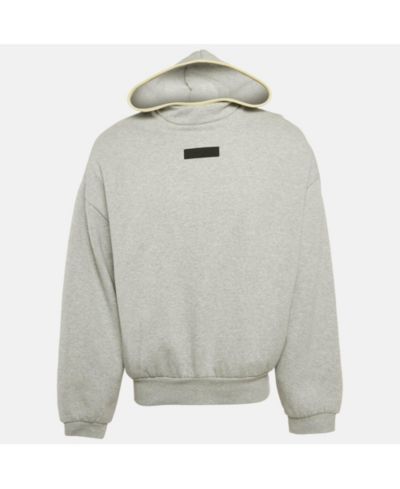 Pre-Owned Fear Of God Мужское худи из хлопка с логотипом серого цвета