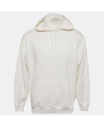 Pre-Owned Balenciaga Men's White Logo Print Cotton Oversize Hoodie