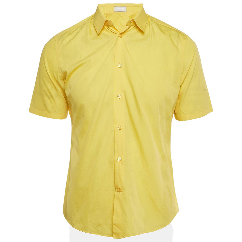 Pre-Owned Balenciaga Men's Yellow Cotton Short Sleeve Shirt