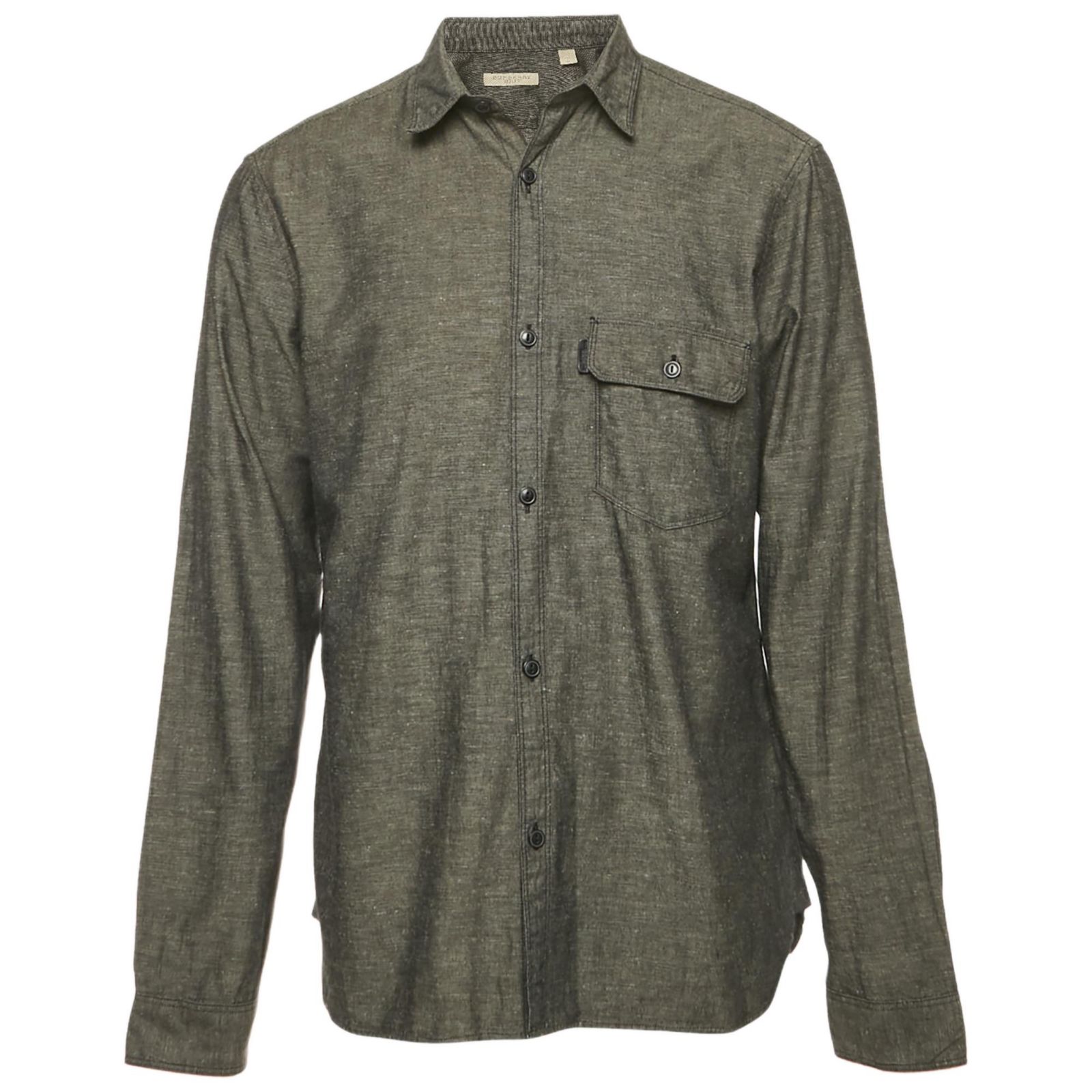 Pre-Owned Burberry Men's Brit Dark Grey Cotton Blend Button Front Shirt
