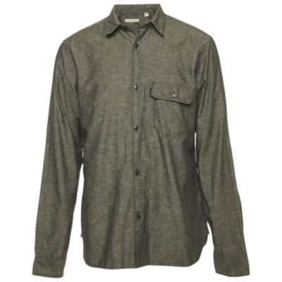 Pre-Owned Burberry Men's Brit Dark Grey Cotton Blend Button Front Shirt