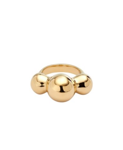 UNOde50 18K Gold-Plated Ring with Three Central Balls