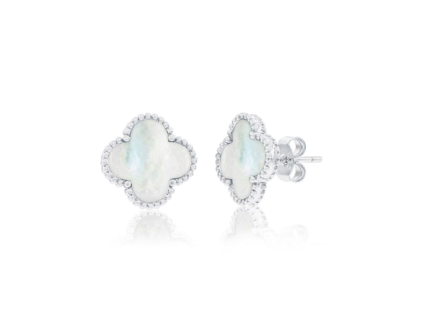 Серьги-гвоздики Simona Sterling Silver, Mother of Pearl Clover