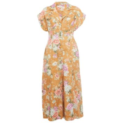 Pre-Owned Zimmermann Women's Brown Floral Print Linen Jumpsuit