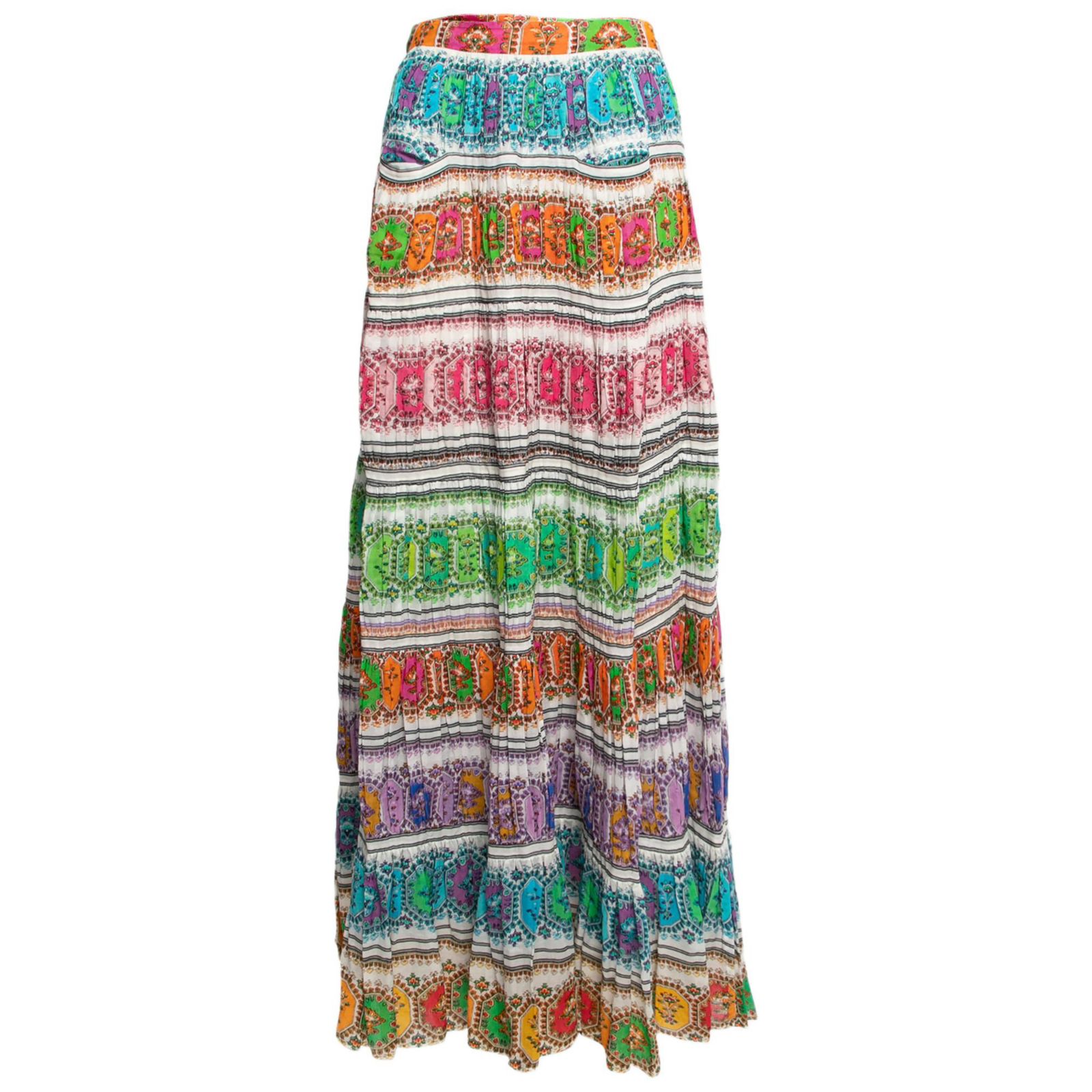 Pre-Owned Roberto Cavalli Women's Multicolor Printed Cotton Maxi Skirt