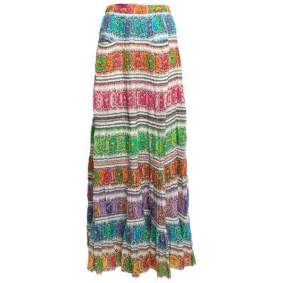 Pre-Owned Roberto Cavalli Women's Multicolor Printed Cotton Maxi Skirt