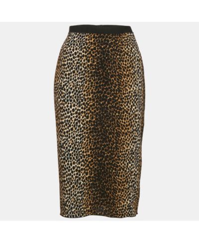Pre-Owned Dolce & Gabbana Women's Brown Animal Print Crepe Midi Skirt