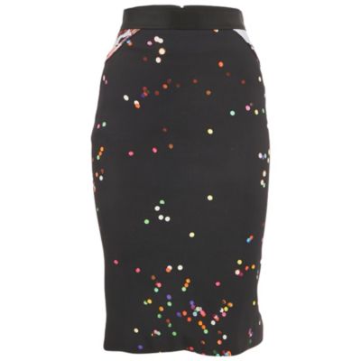 Pre-Owned Givenchy Women's Black Print Crepe Midi Skirt