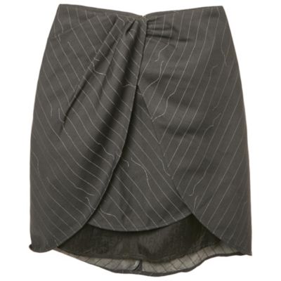 Pre-Owned Off-White Women's Grey Pinstripe Layered Mini Skirt