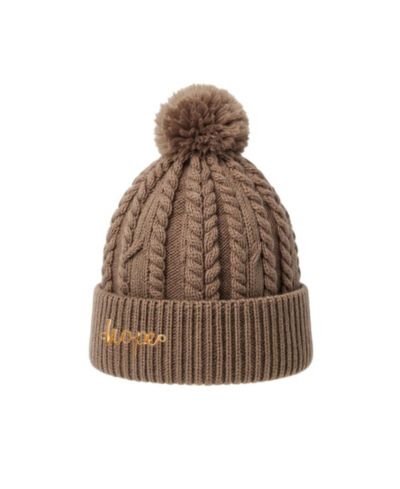 Headbands of Hope Women's Cable Knit Pom-Pom Beanie - Beige