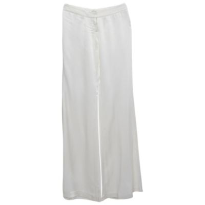 Pre-Owned Balmain Women's White Satin Flared High Rise Trousers
