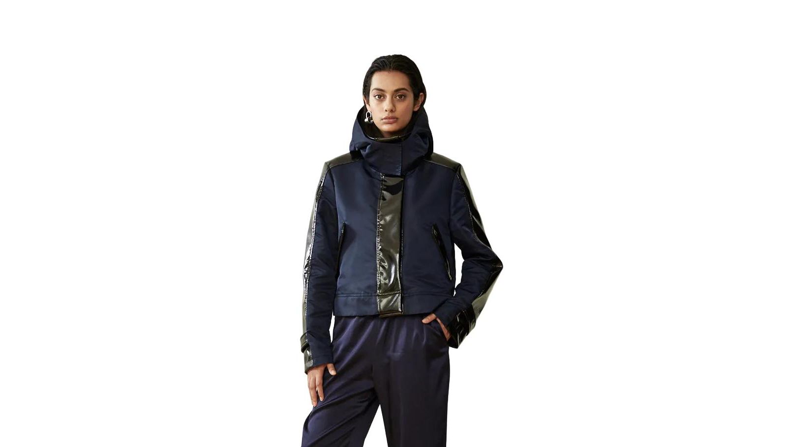 CAALO Women's Water-Resistant Cropped Raincoat
