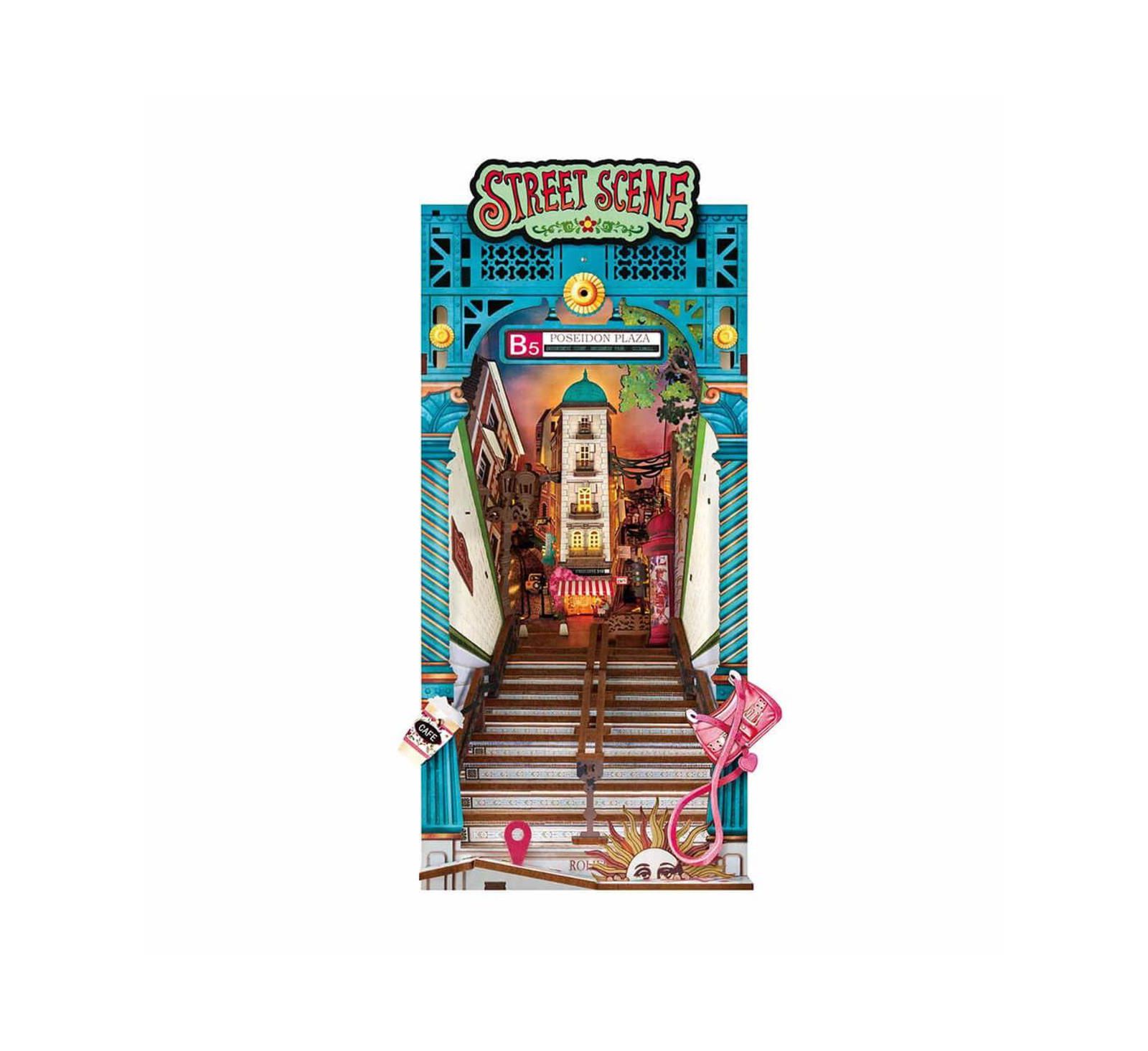 Набор для создания 3D-буквы Flash Popup DIY 3D Book Nook Kit: Street Scene, 196 деталей
