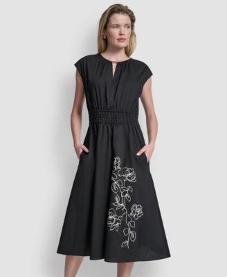 Женское миди-платье DKNY с воротником-стойкой и прорезью