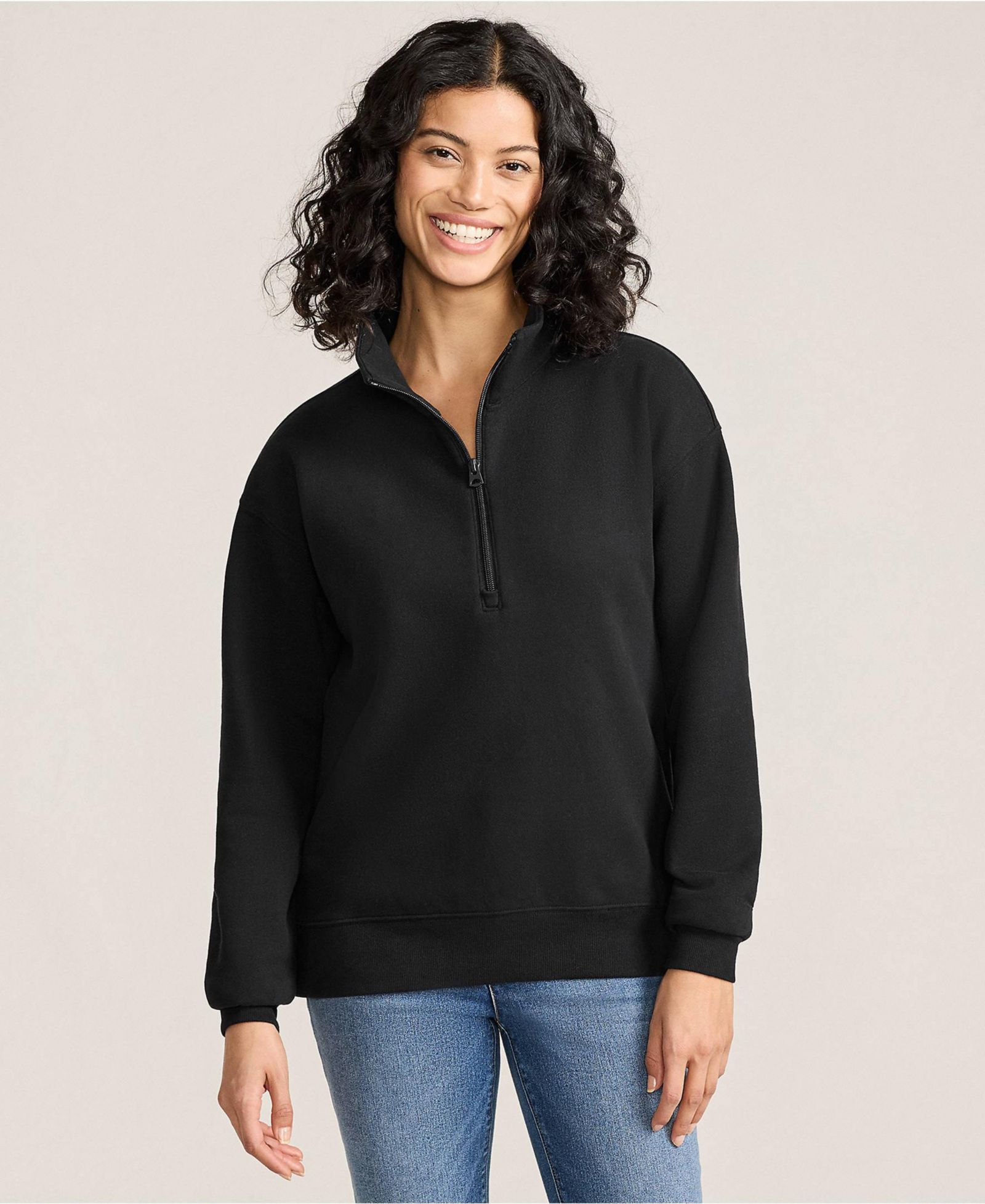 Женский свитшот Lands' End Serious Sweats Relaxed Quarter Zip Pullover