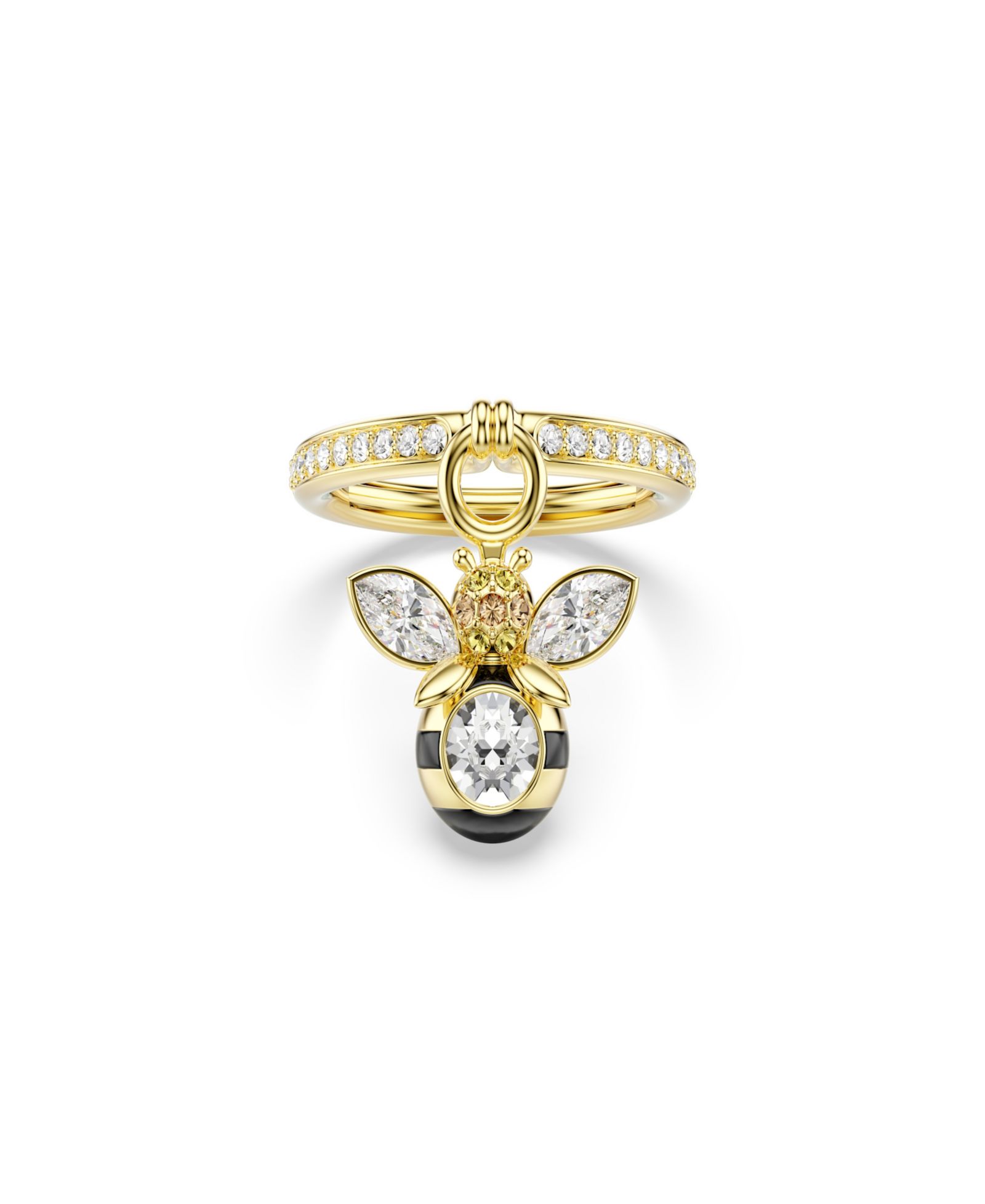 Swarovski кольцо в форме пчелы с золотым напылением
