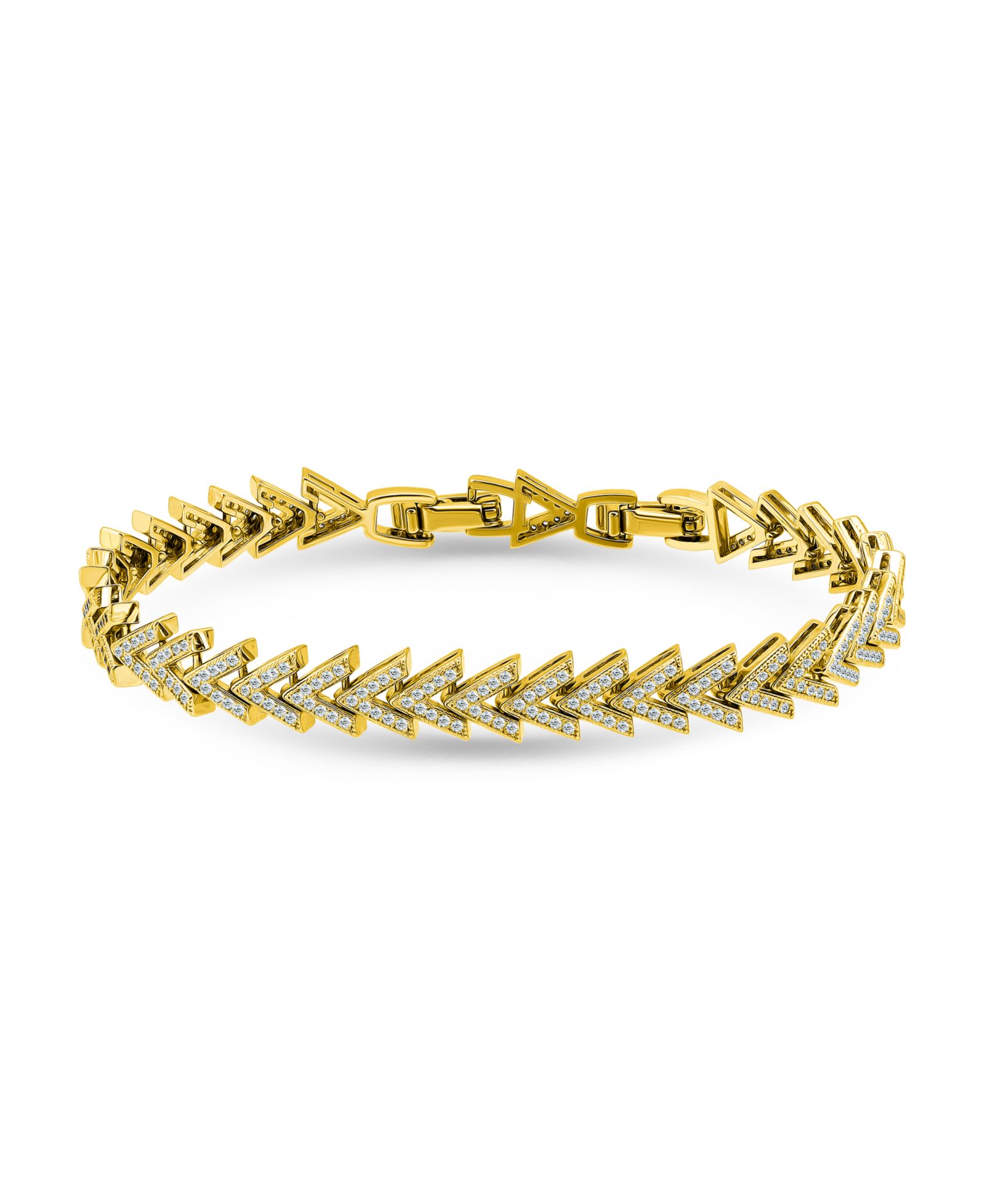 Macy's 2 1/10 ct. t.w Micro Pave Cubic Zirconia Stones Chevron Design Pattern Link Bracelet, Created for Macy's