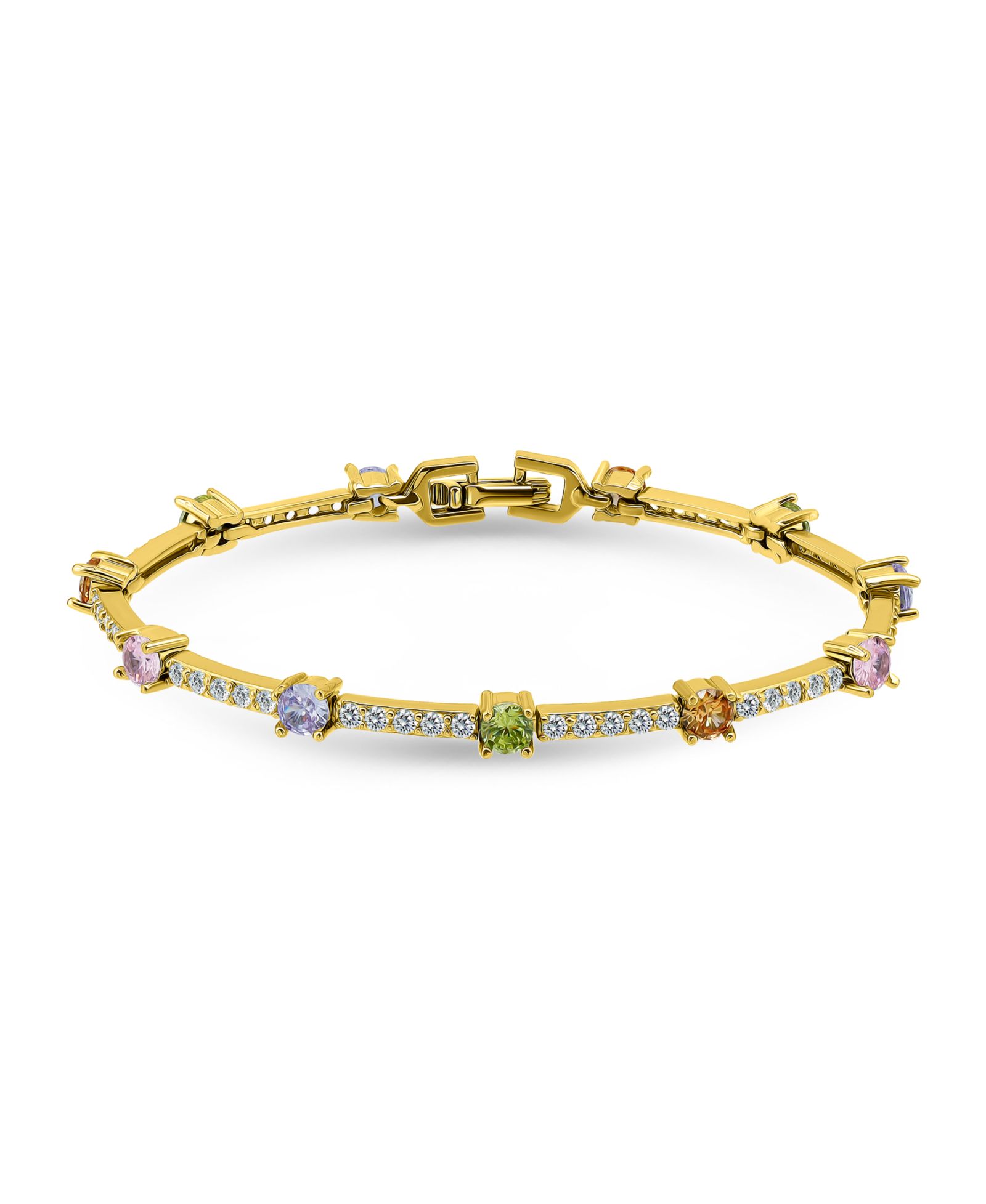Macy's 3 5/8 ct. t.w 4mm 2mm Round Cubic Zirconia Stone Stations on Pave Link Bracelet, Created for Macy's