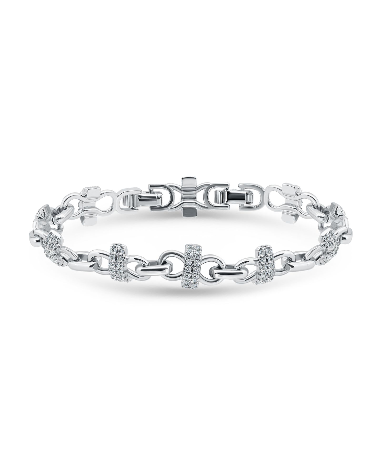 Браслет Macy's 1 5/8 ct. t.w Glass Stone Pave Bars Between Polish Links