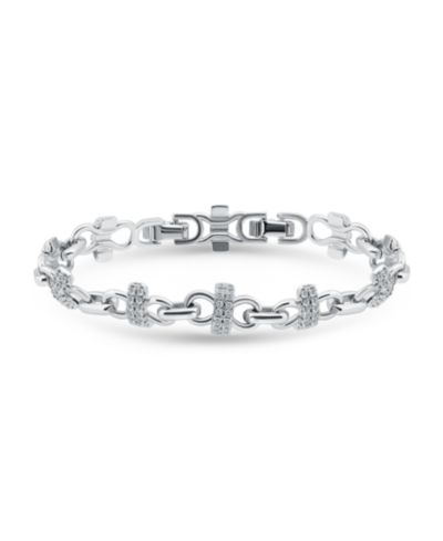 Браслет Macy's 1 5/8 ct. t.w Glass Stone Pave Bars Between Polish Links