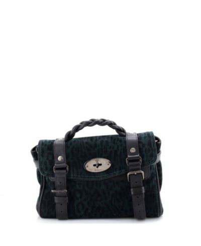 Сумка-саквояж Mulberry Mini Alexa, б/у, принт NM, замша и кожа