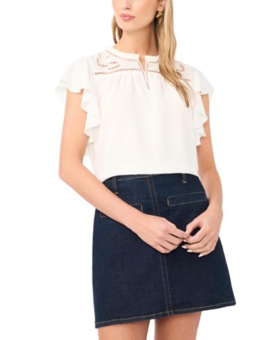Женская блузка Vince Camuto Short-Sleeve Embroidered