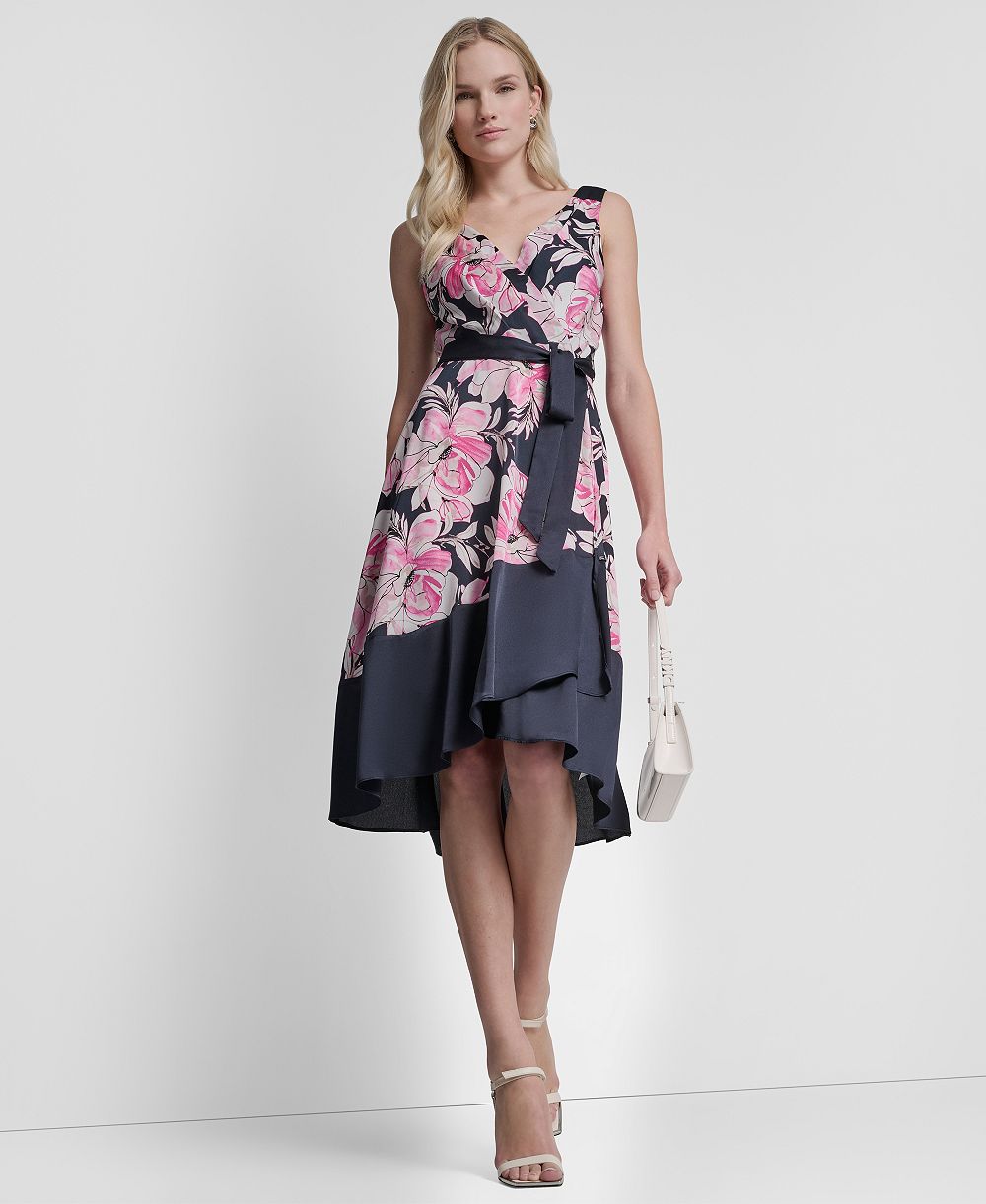 DKNY Petite платье с имитацией драпировки и контрастными вставками