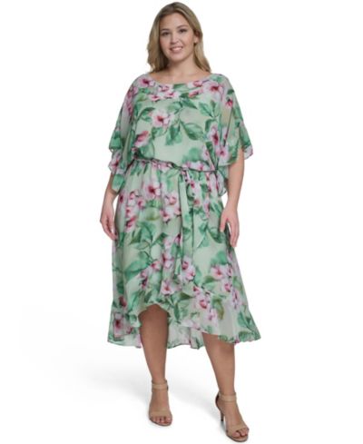 Jessica Howard Plus Size платье с воротником лодочкой и рукавами с оборками