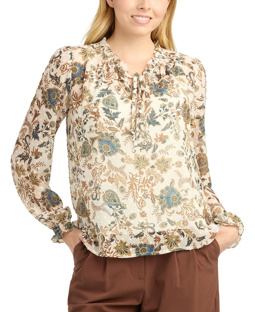 BCX Juniors' Print Clip Dot Top