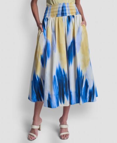 DKNY Women's Abstract Geometric Print Midi Skirt