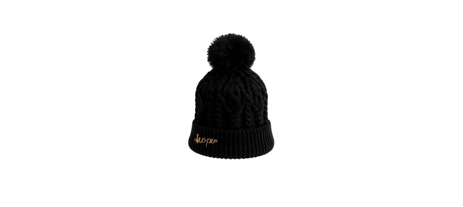 Headbands of Hope Women's Cable Knit Pom-Pom Beanie - Black