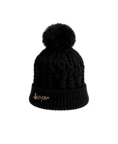Headbands of Hope Women's Cable Knit Pom-Pom Beanie - Black