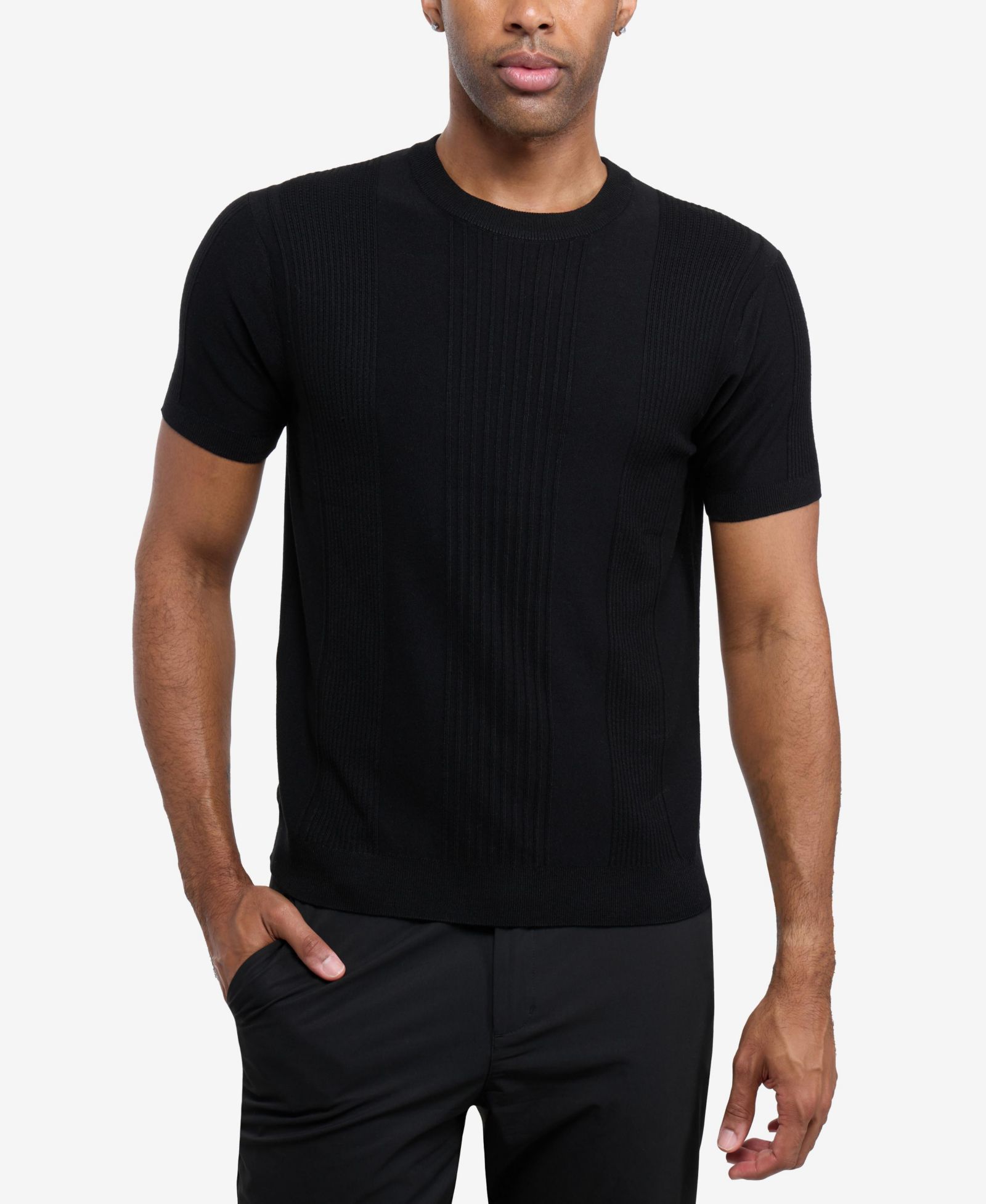 X RAY Men's XRAY Crew Rib Neck Raised Stripe Sweater