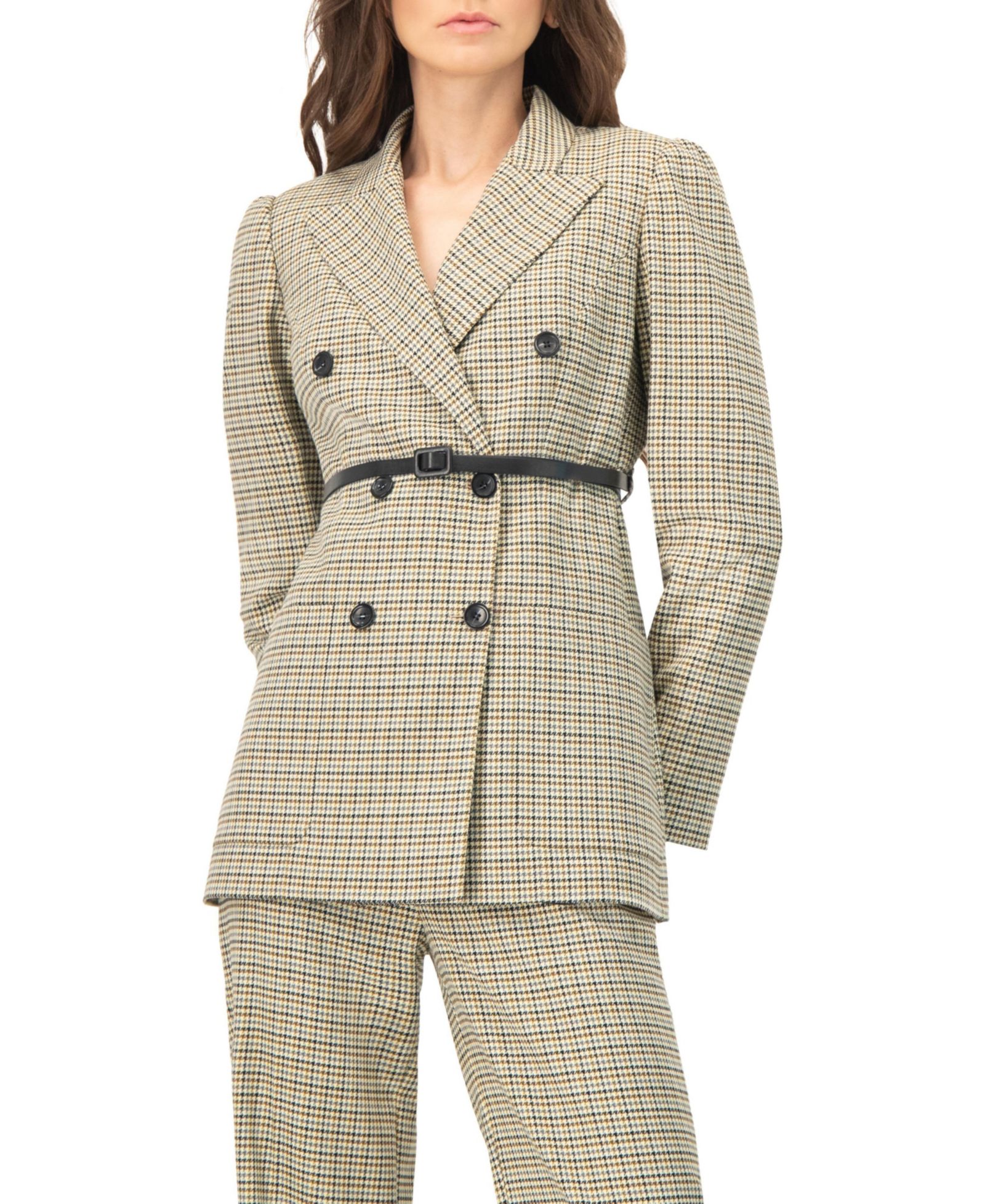 Ivonne Women's Double-Breasted Checkered Blazer