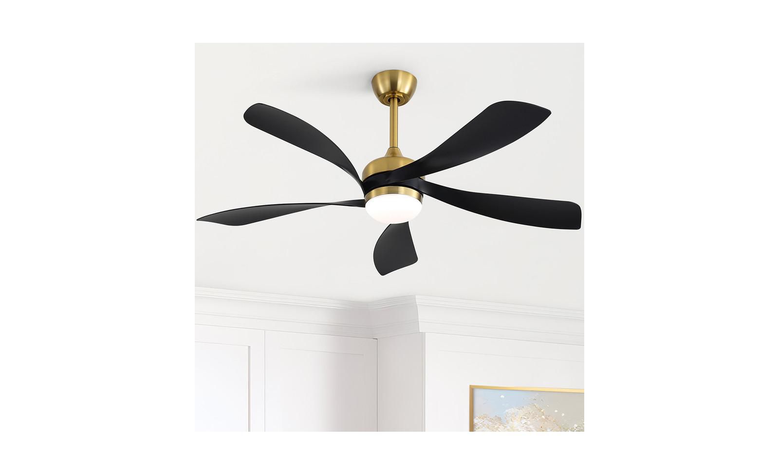 Sofucor 52-inch Modern Gold 5-Blade Ceiling Fan with LED Light and Remote Control