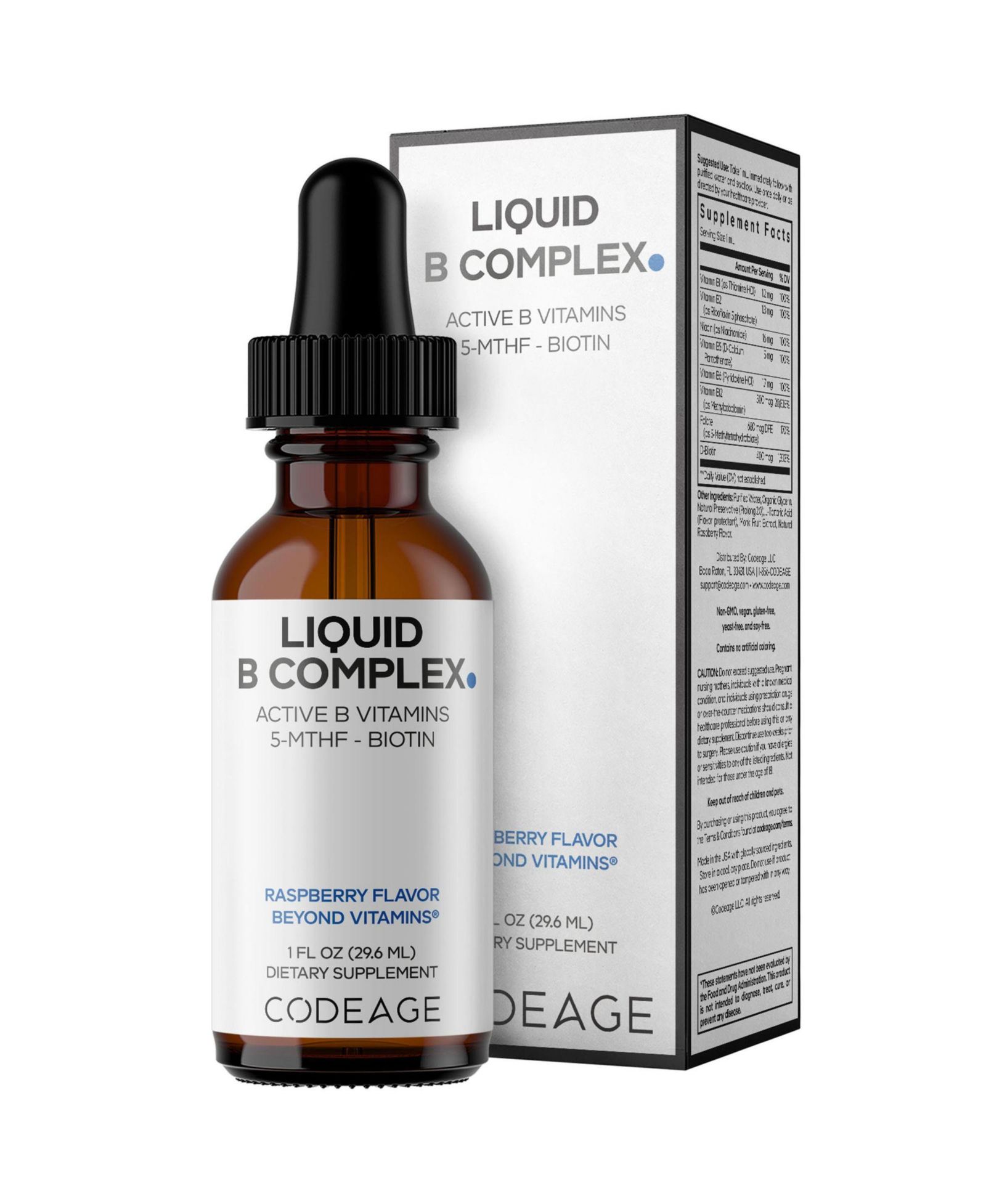 Биокомплекс Codeage Liquid B-Complex с 8 формами витамина B, 1 fl oz