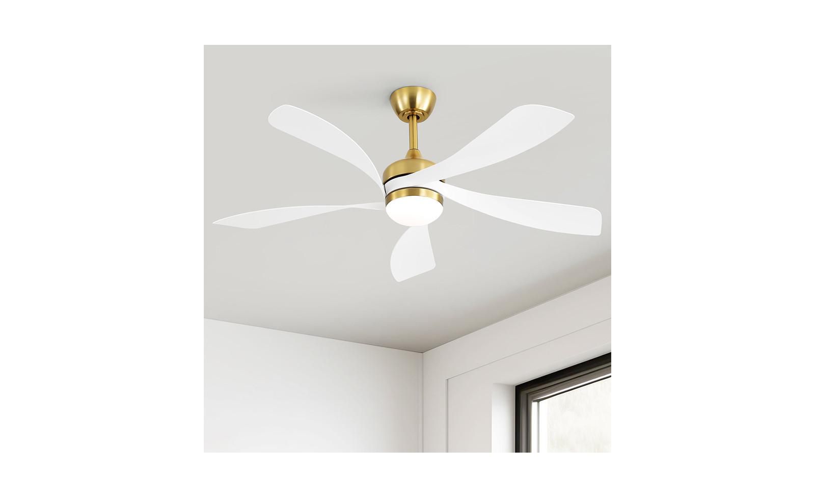 Sofucor 52-inch Modern Gold 5-Blade Ceiling Fan with LED Light and Remote Control
