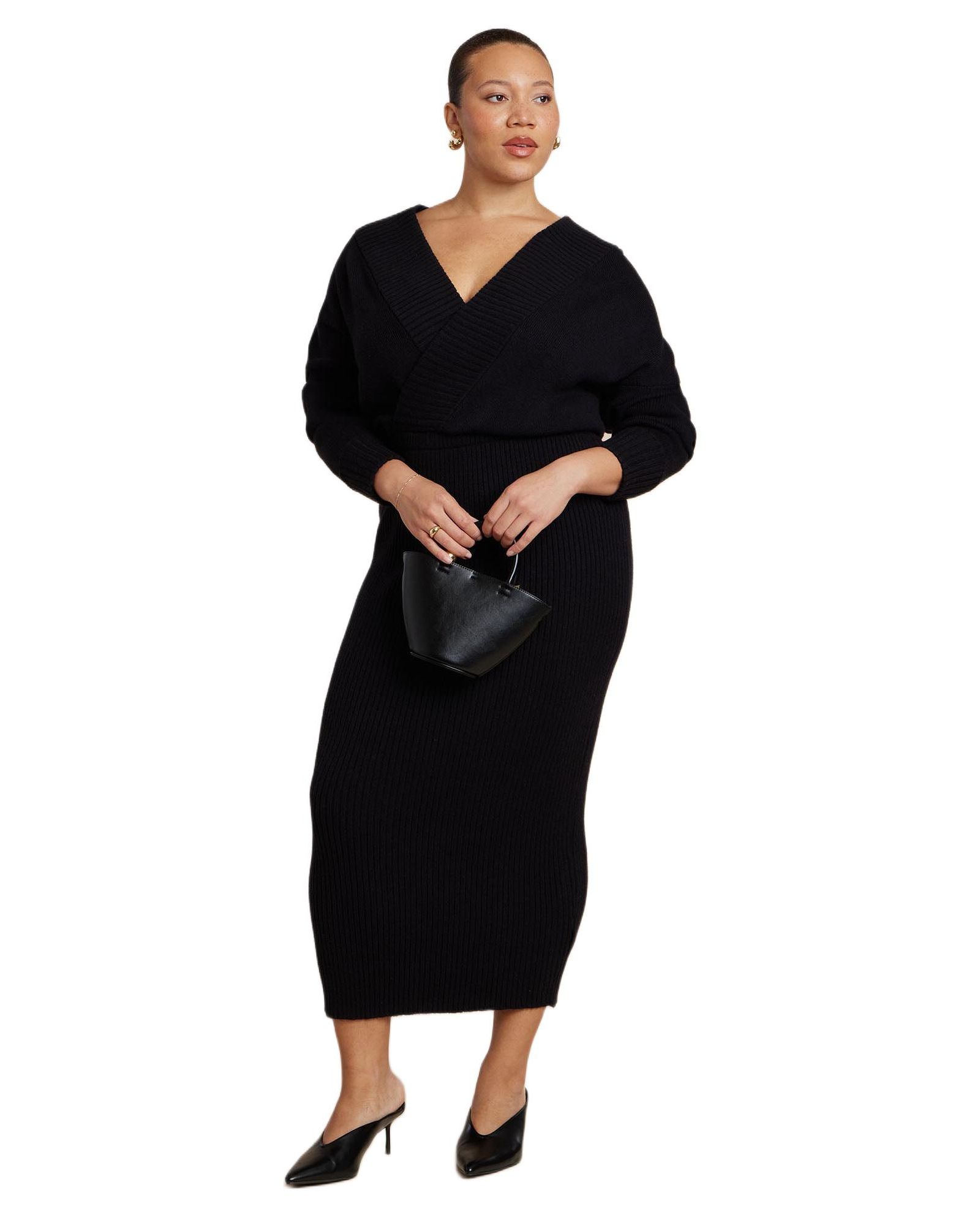 ELOQUII Women's Wrap Sweater Maxi Dress