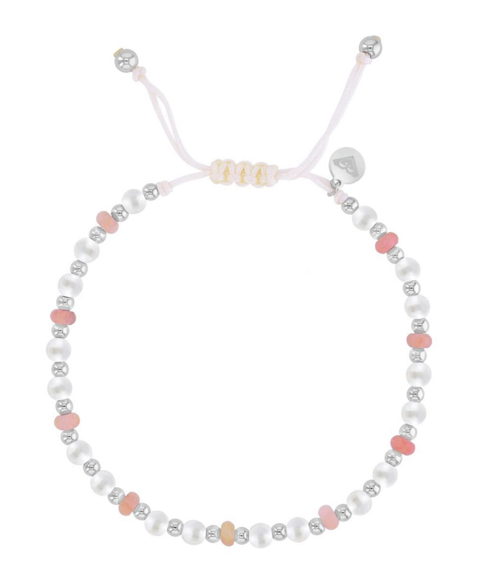 Roxy Waterproof Platinum Rhodonite Pearl Adjustable Bracelet