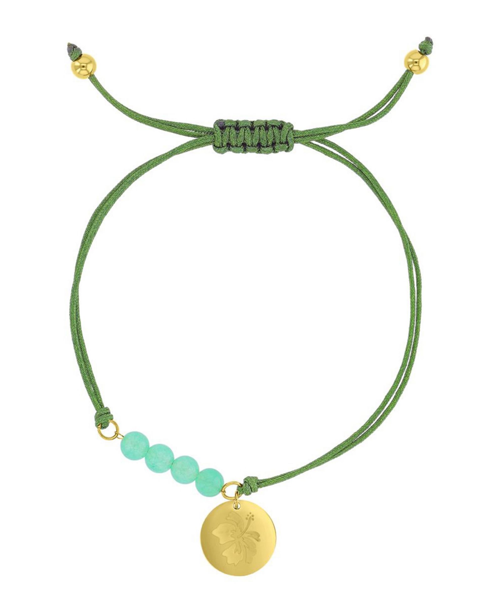 Браслет ROXY Waterproof Yellow Hibiscus Disc Green Aventrine регулируемый