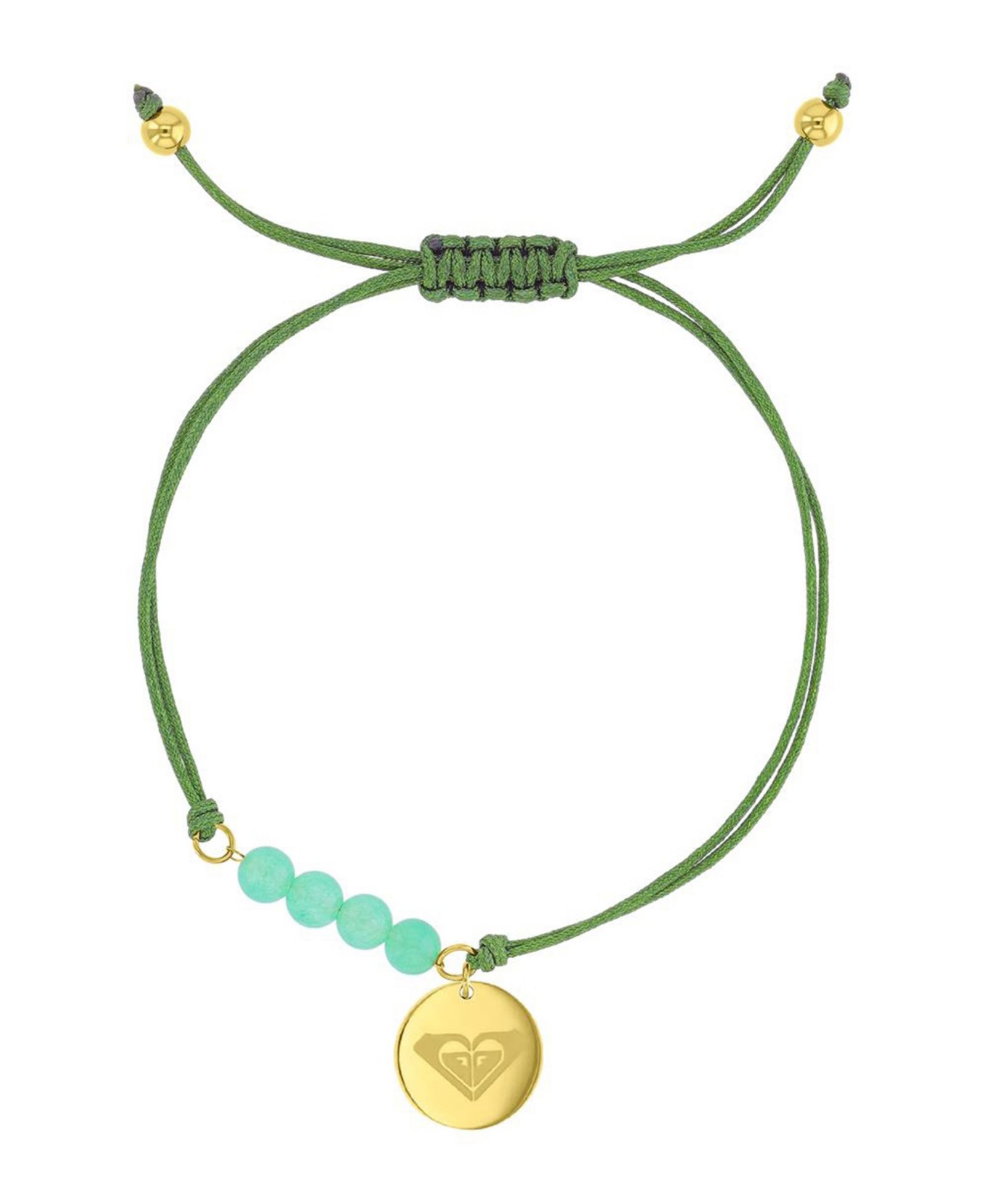 Браслет Roxy Waterproof Yellow RD Heart Charm Green Aventurine регулируемый