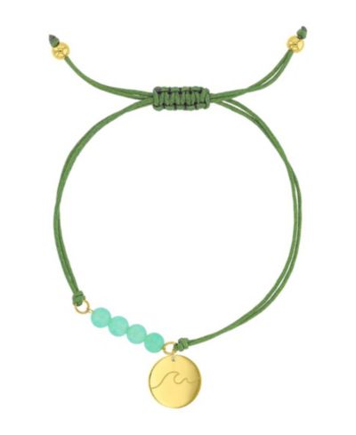 Регулируемый браслет Roxy Waterproof Yellow RD Wave Heart Charm Green Aventurine