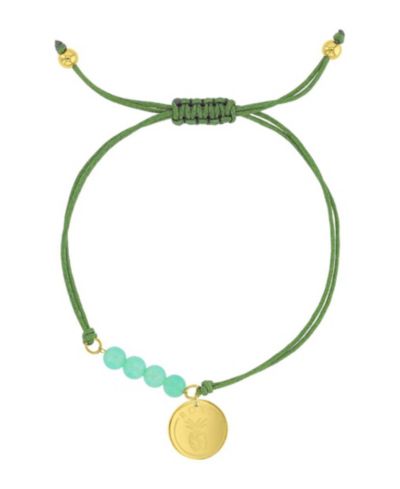 Браслет ROXY с подвеской Yellow Heart Pineapple RD Charm Green Aventurine, регулируемый