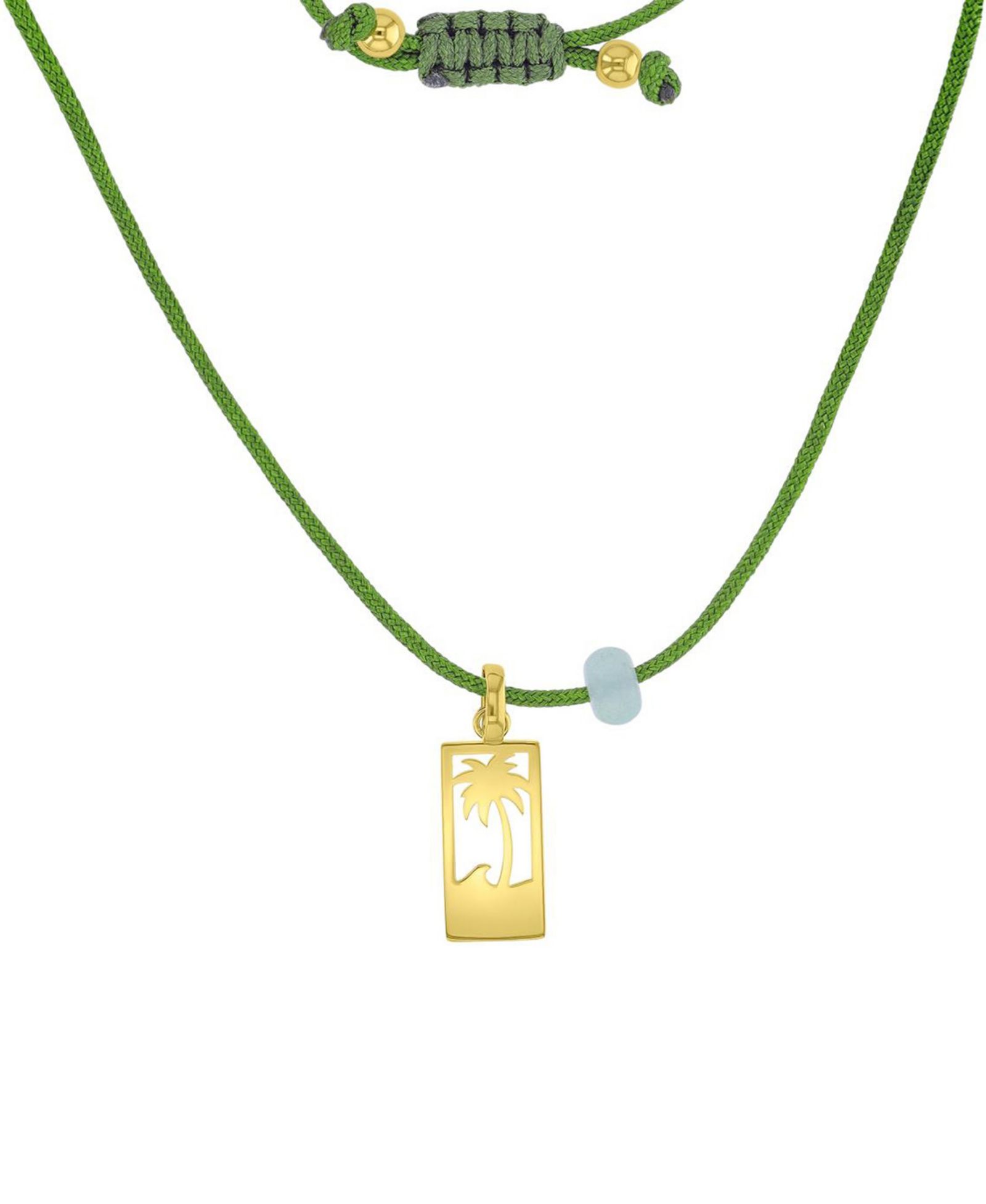 ROXY ожерелье с подвеской Green Aventurine и желтой пальмой, водонепроницаемое